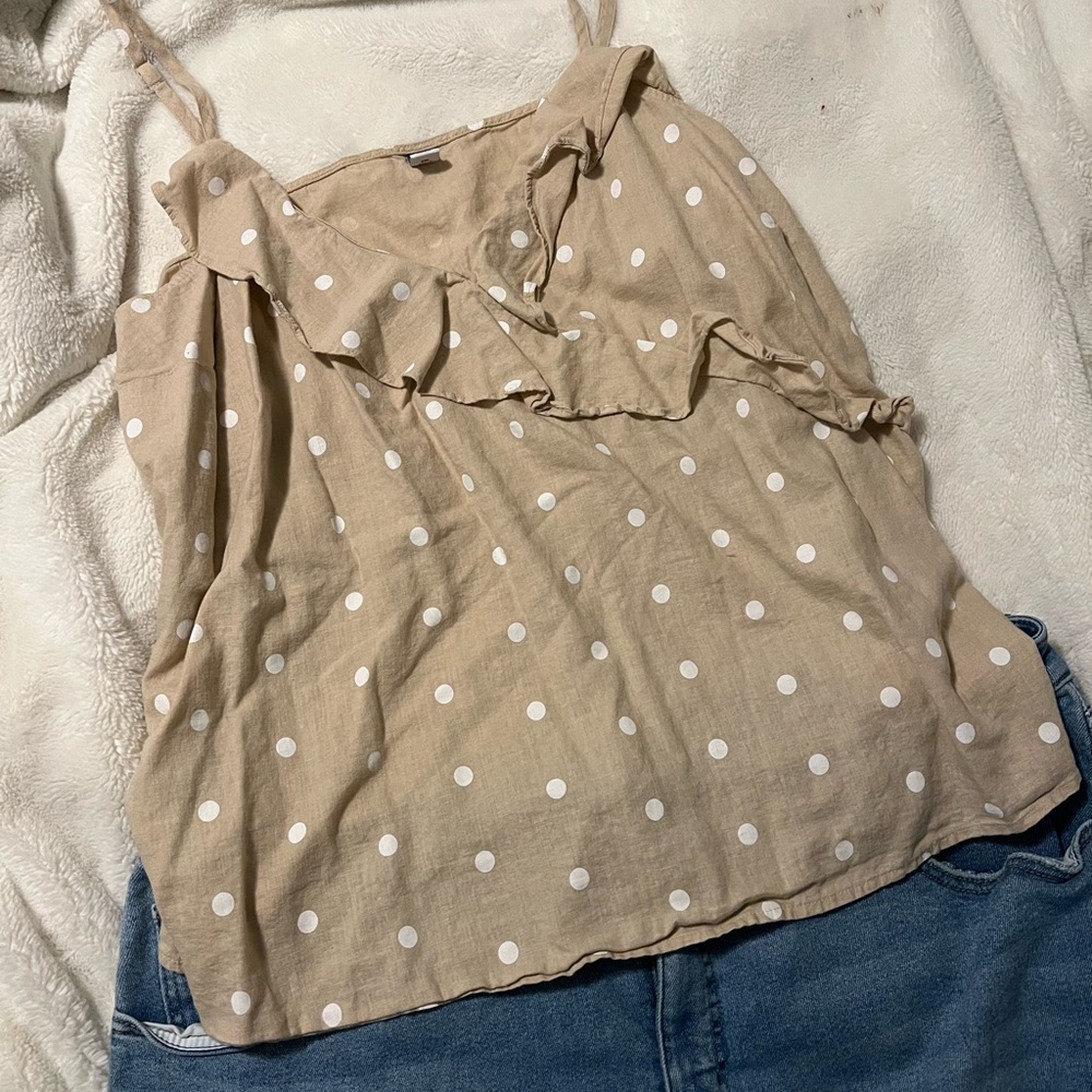 Old Navy 3x Polka Dot Beige Sleeveless Top